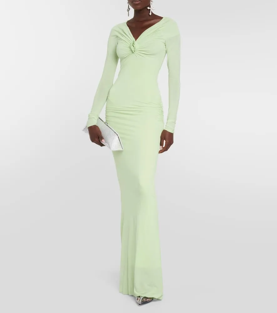 Blumarine Embellished off-shoulder gown