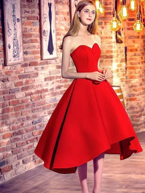 Bridelily A-Line Sleeveless Sweetheart Satin Short/Mini Dresses