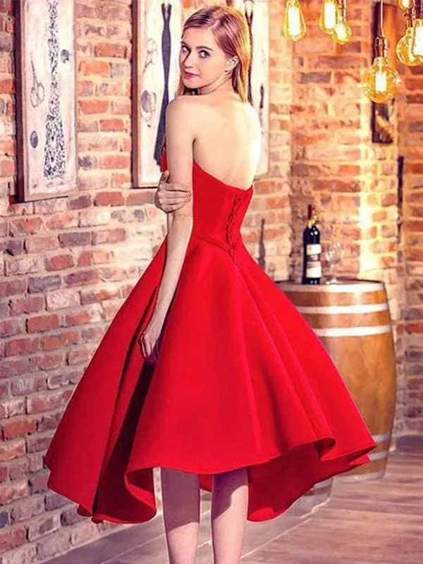 Bridelily A-Line Sleeveless Sweetheart Satin Short/Mini Dresses