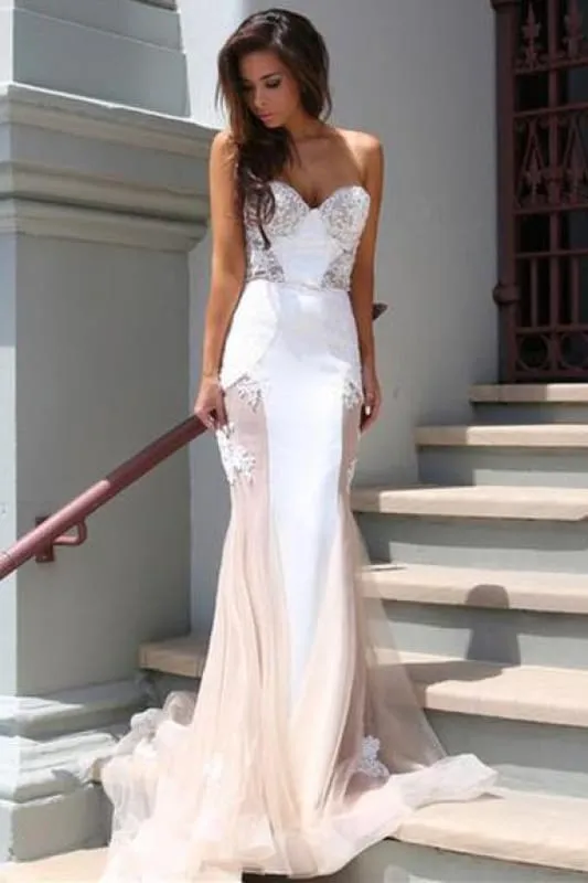 Bridelily Sexy Mermaid Sweetheart Tulle Long Evening Dress Lace Custom Made 2019 Evening Party Dresses