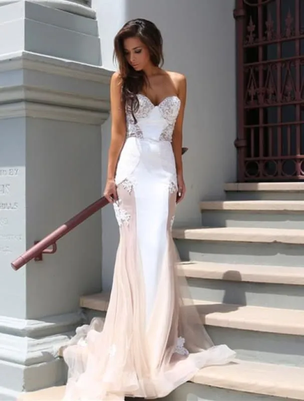 Bridelily Sexy Mermaid Sweetheart Tulle Long Evening Dress Lace Custom Made 2019 Evening Party Dresses
