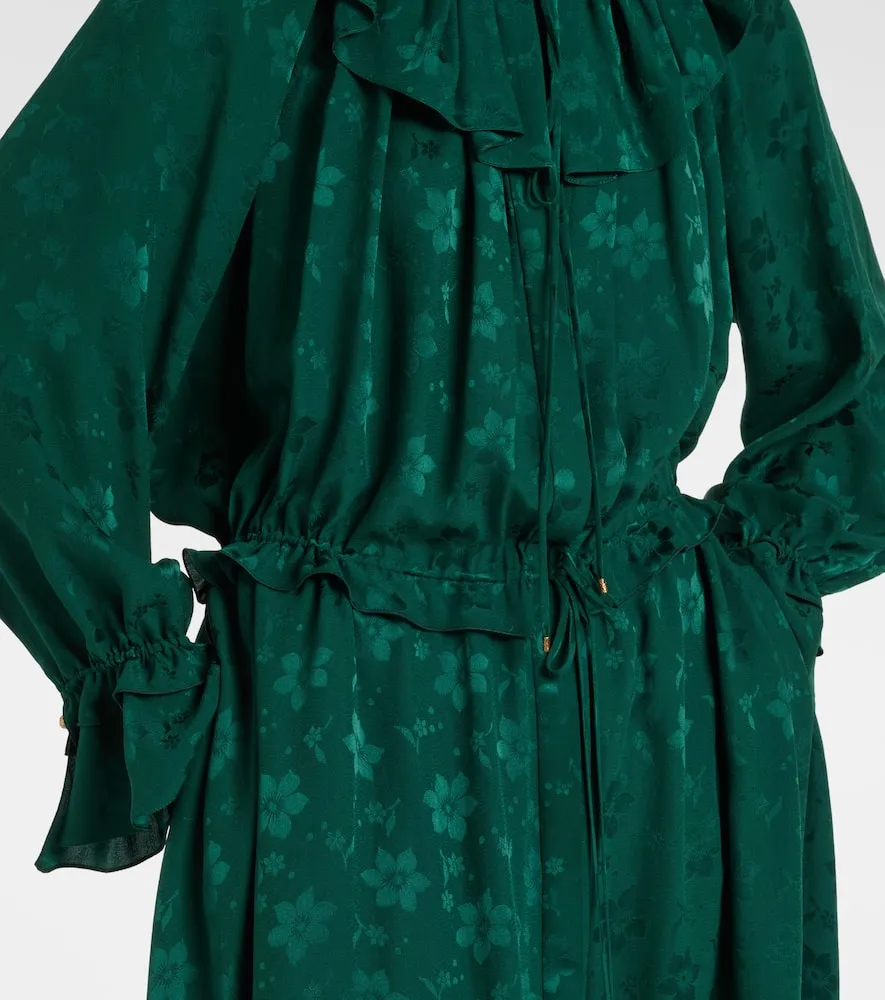 Chloe Ruffled floral silk jacquard midi dress