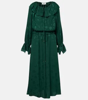Chloe Ruffled floral silk jacquard midi dress