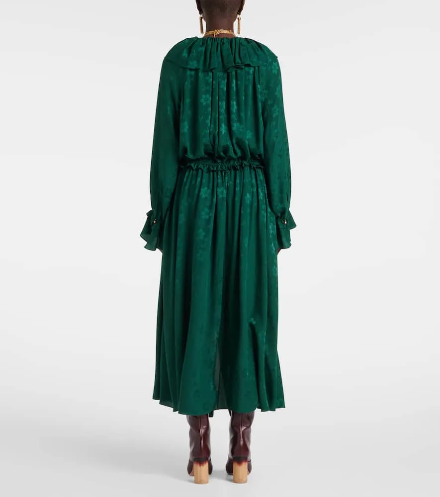 Chloe Ruffled floral silk jacquard midi dress