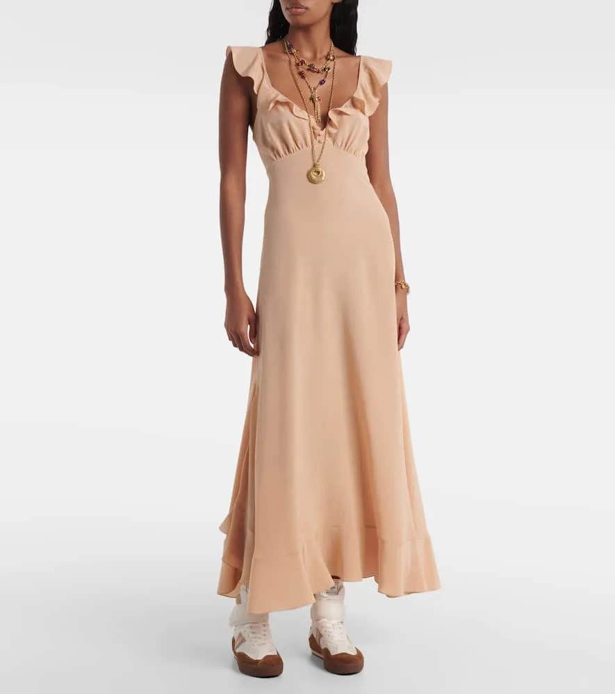 Chloe Ruffled silk cr√É¬™pe de chine maxi dress