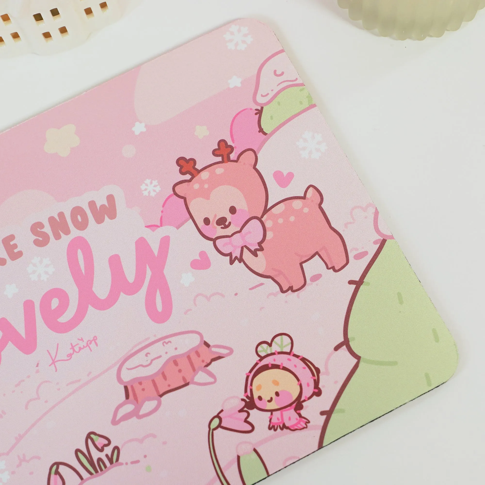 Cinnamon & Bumblebutt You're Snow Lovely Mouse Pad | Kawaii Winter Mouse Pad & Desk Decor