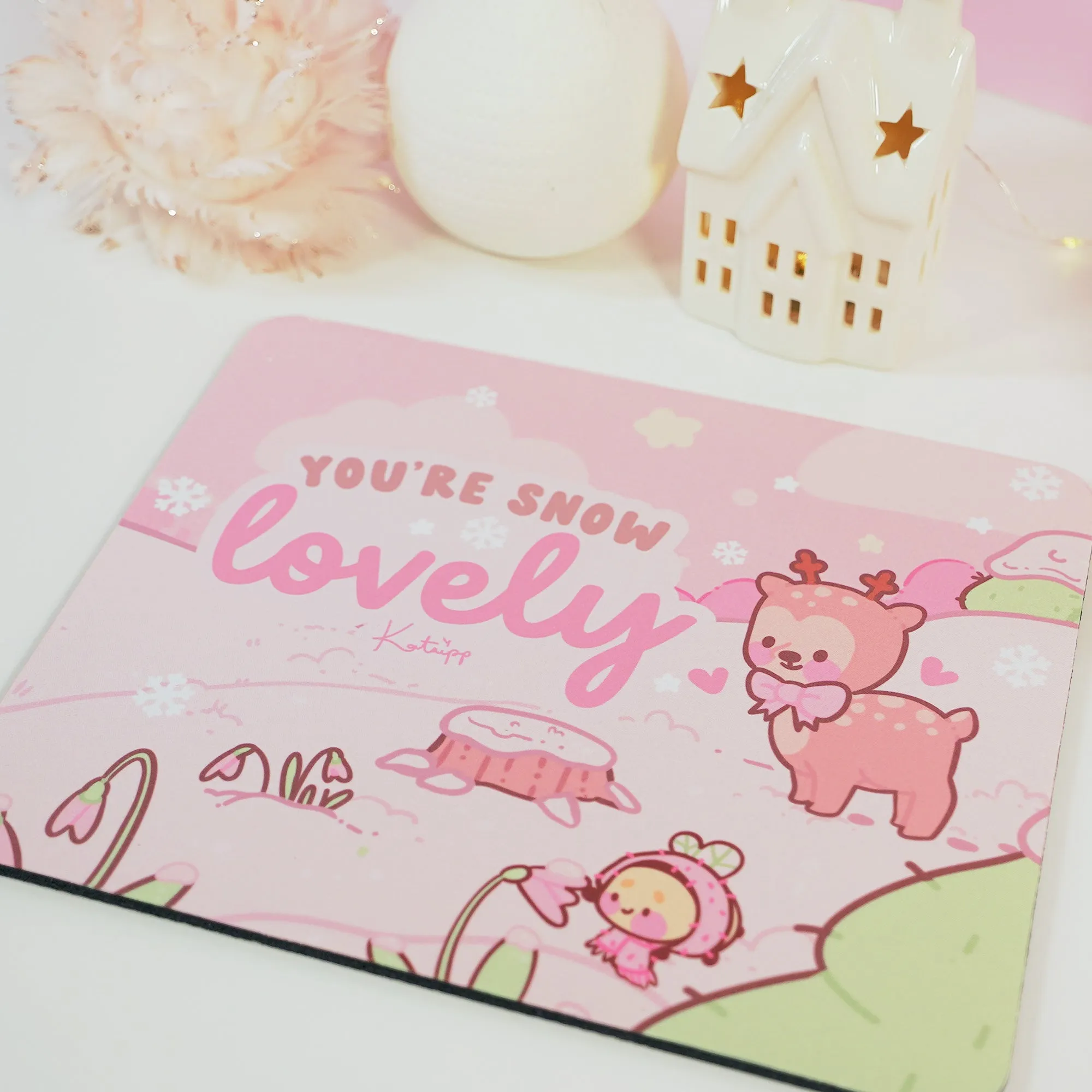 Cinnamon & Bumblebutt You're Snow Lovely Mouse Pad | Kawaii Winter Mouse Pad & Desk Decor