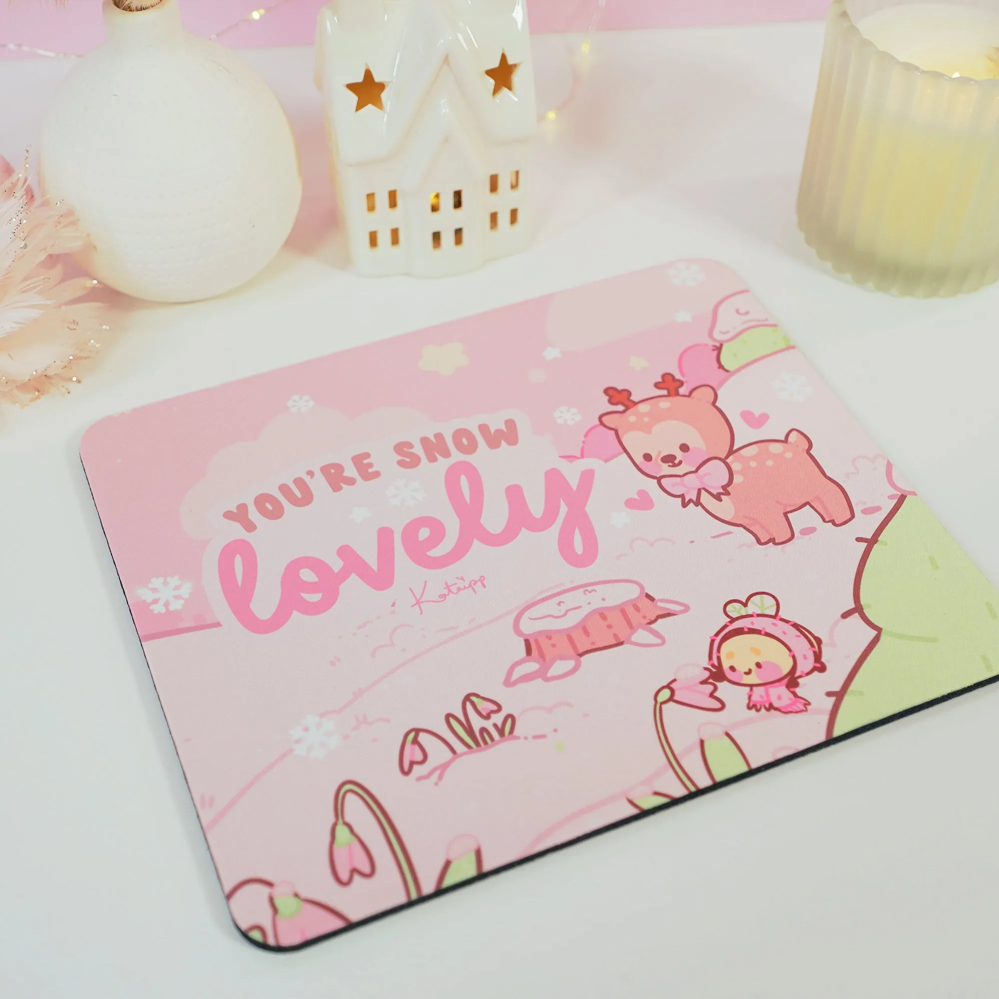 Cinnamon & Bumblebutt You're Snow Lovely Mouse Pad | Kawaii Winter Mouse Pad & Desk Decor