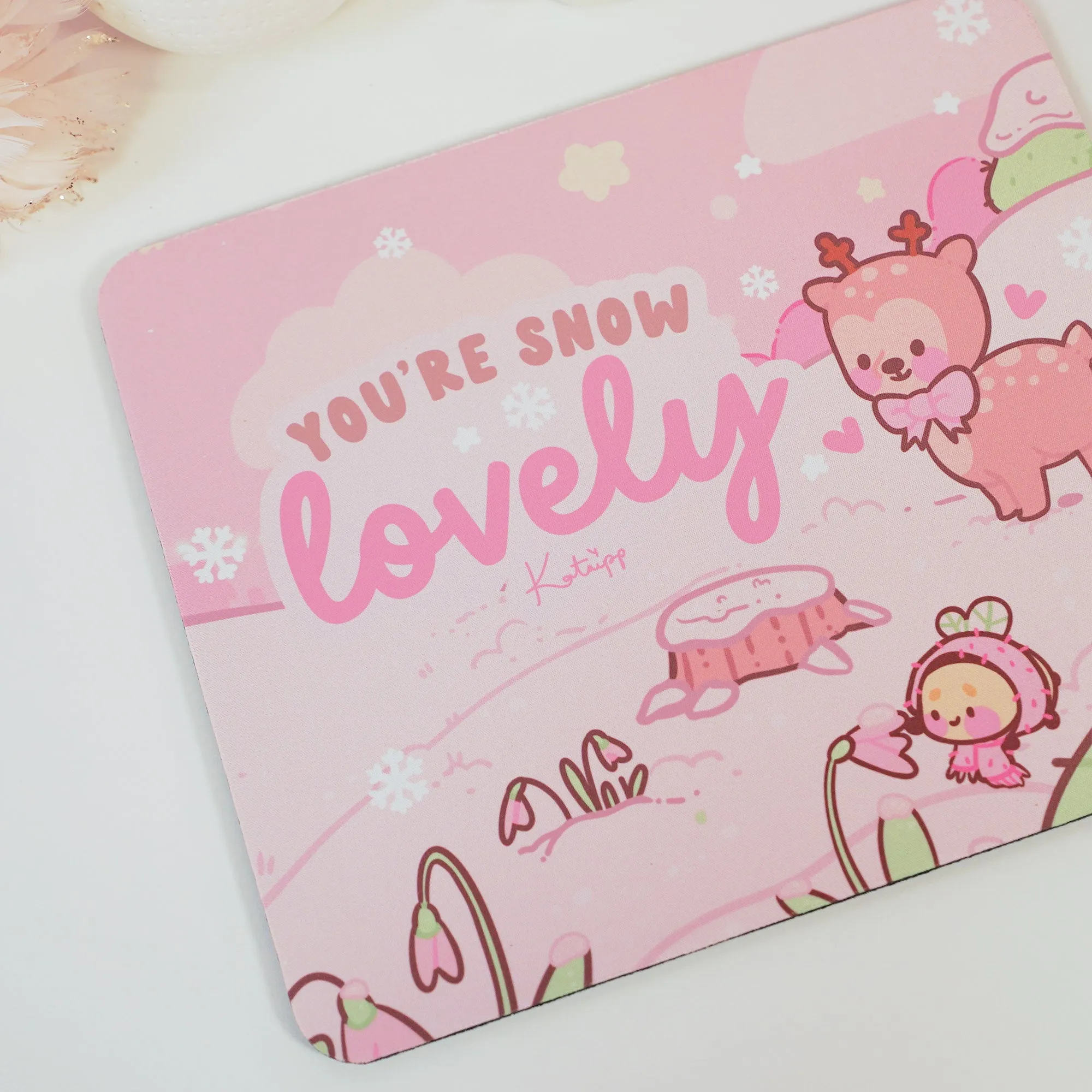Cinnamon & Bumblebutt You're Snow Lovely Mouse Pad | Kawaii Winter Mouse Pad & Desk Decor