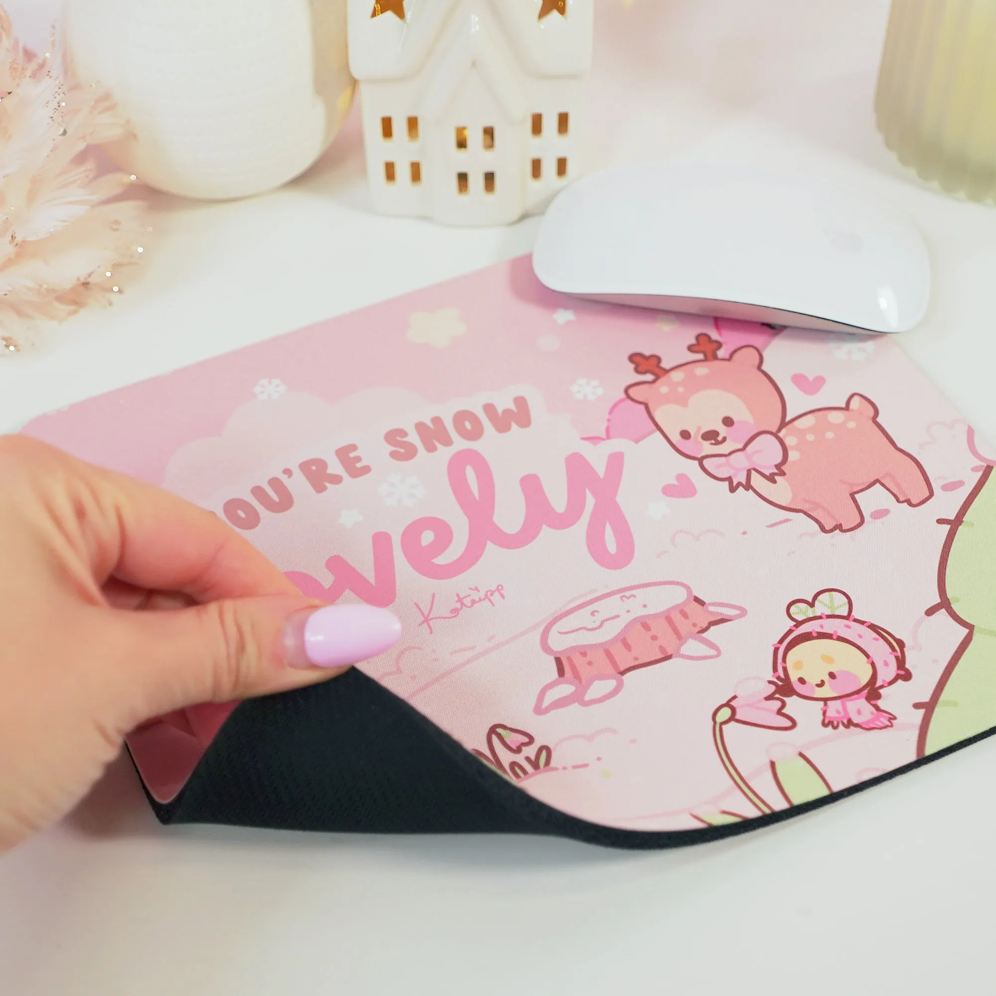 Cinnamon & Bumblebutt You're Snow Lovely Mouse Pad | Kawaii Winter Mouse Pad & Desk Decor
