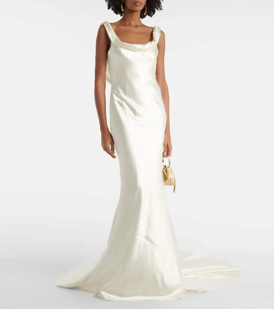 Danielle Frankel Bridal Chiara draped silk and wool gown