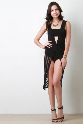 Deep V Backless Open Front Wrap Dress