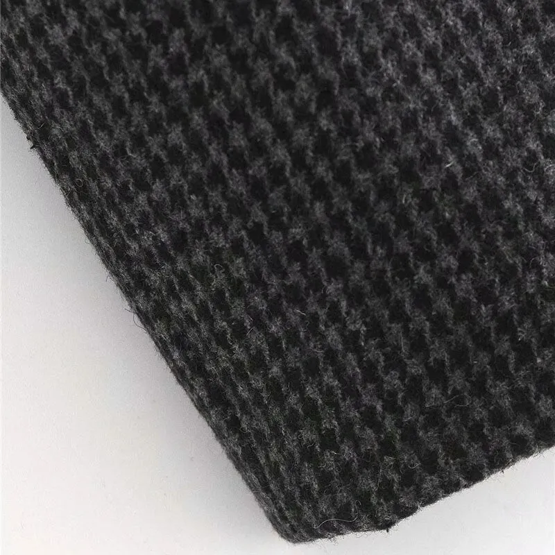 DOUBLE BREASTED HOUNDSTOOH WOOLEN COAT