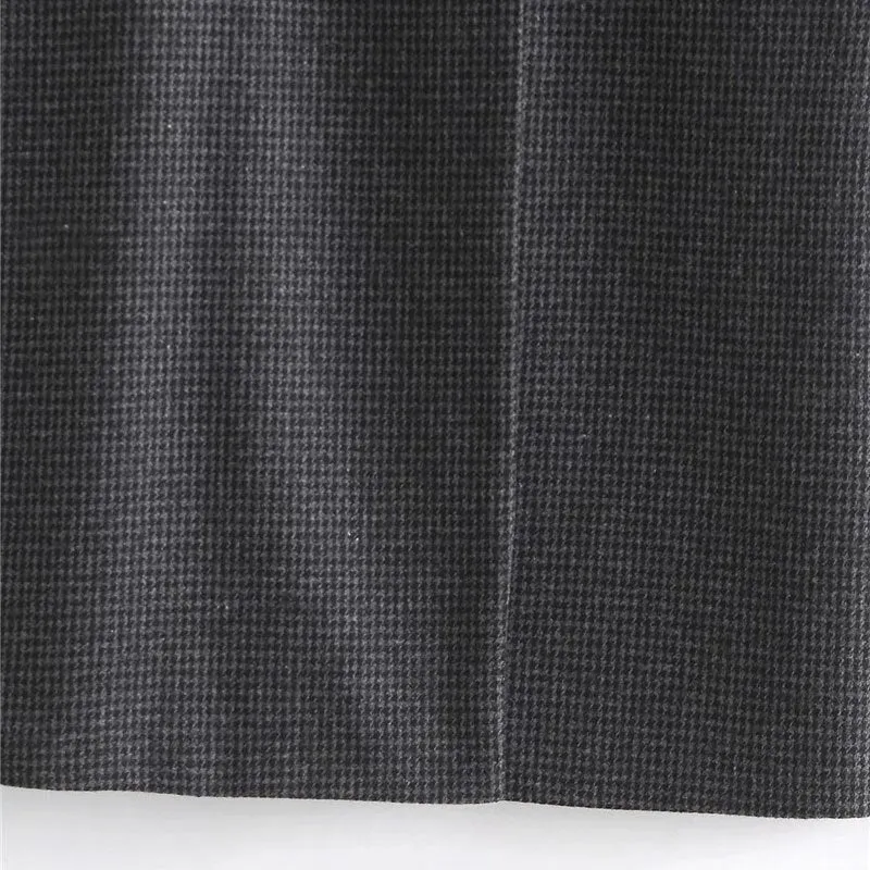 DOUBLE BREASTED HOUNDSTOOH WOOLEN COAT