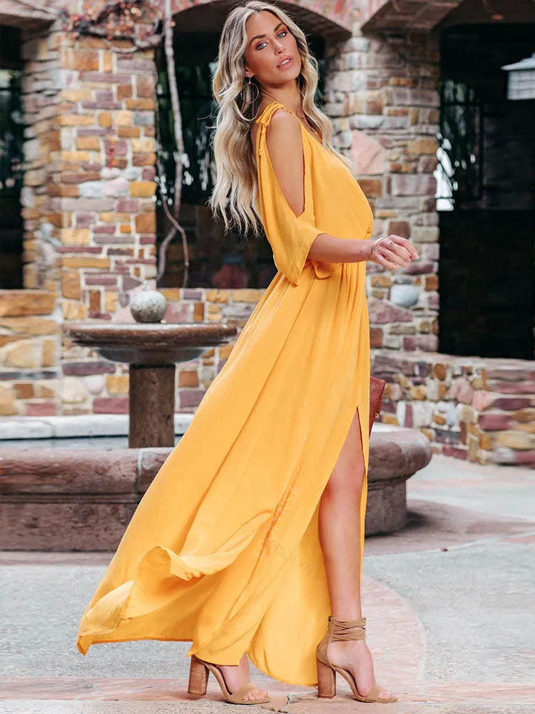 FashionSierra - Summer Elegant Solid Color Beach Wear Maxi Dresses