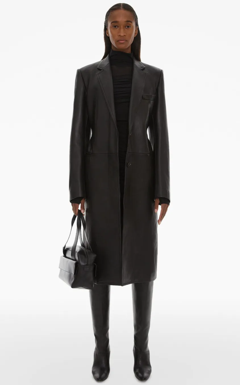 Leather trench coat
