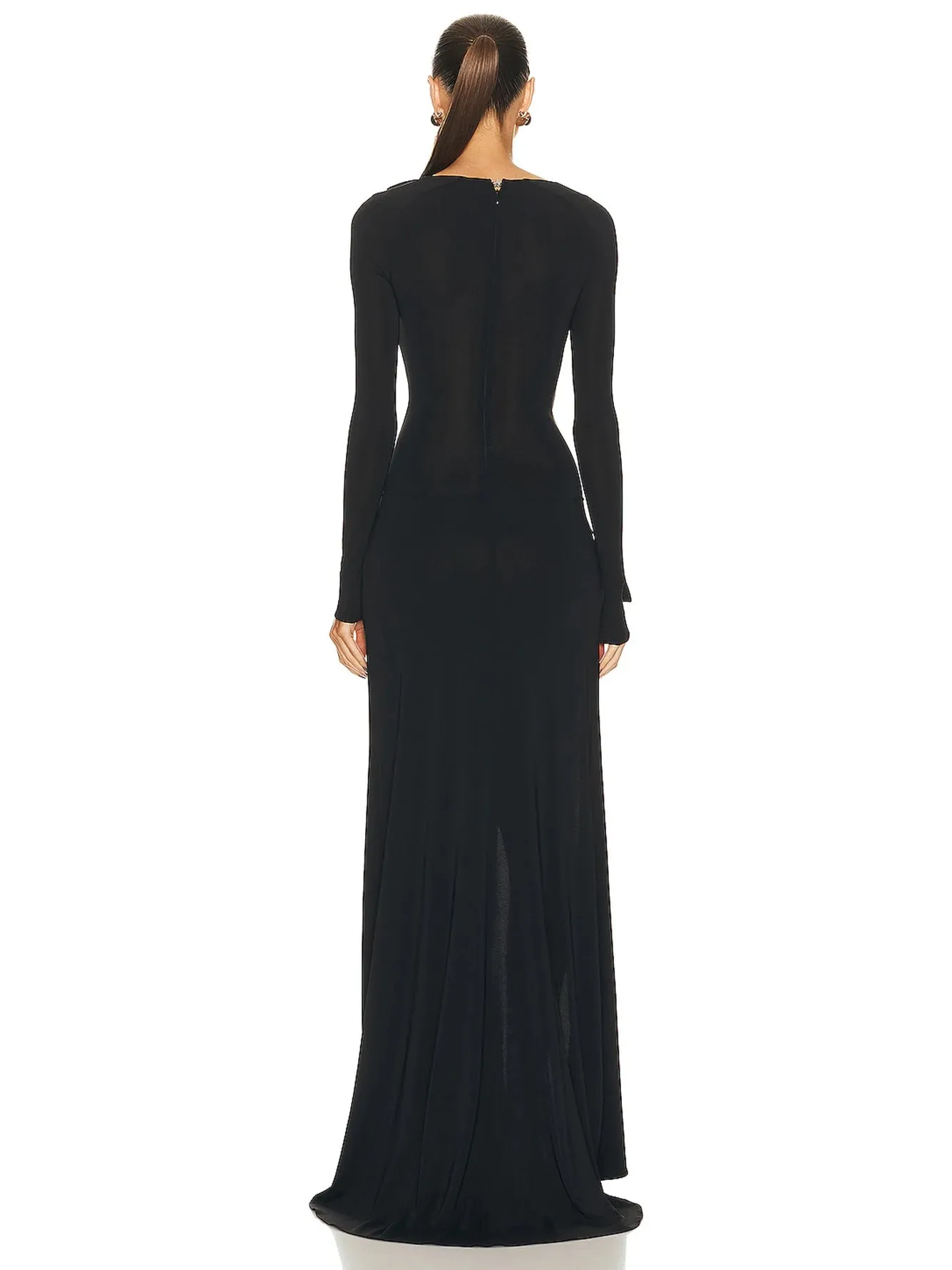 Paris Bow High Slit Maxi Dress