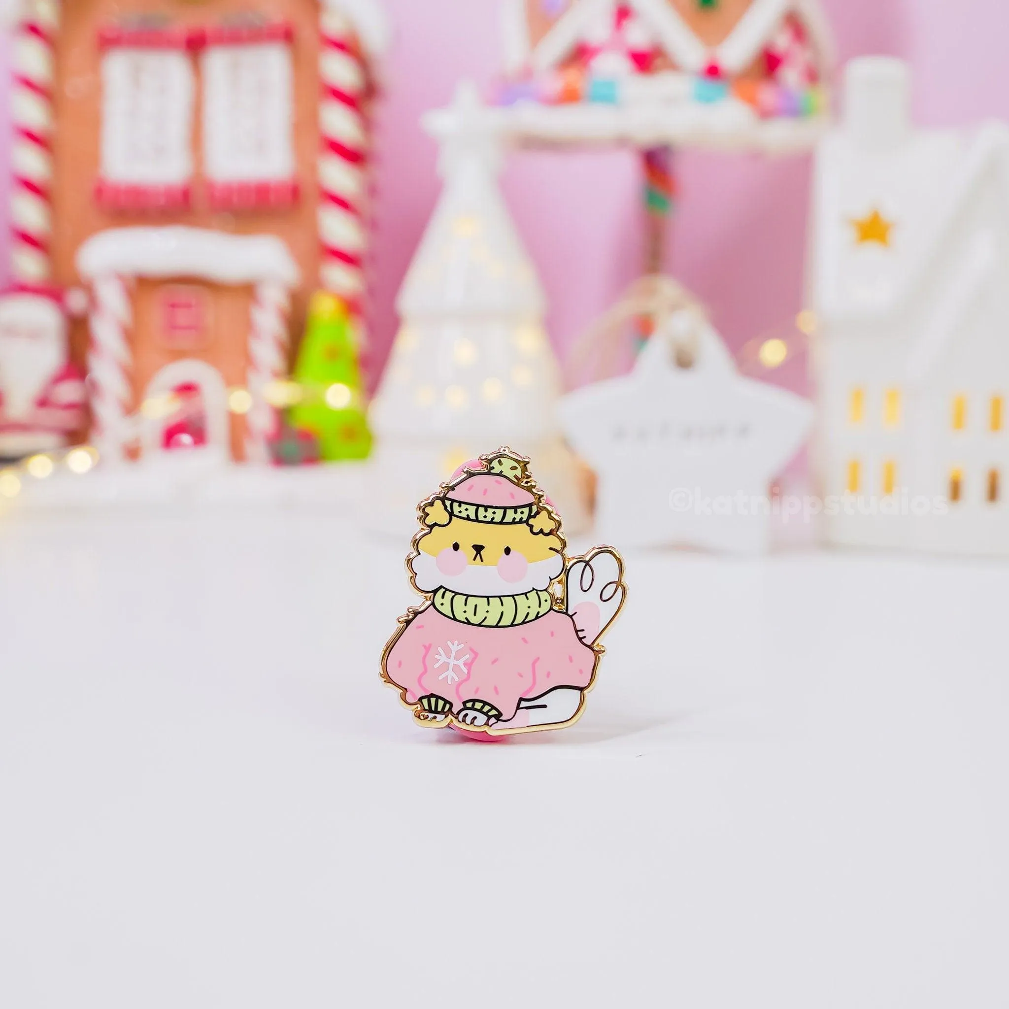 Puddin' the Dog Winter Enamel Pin | Cute Kawaii Cozy Sweater Pin | Adorable Collectible Dog Accessory