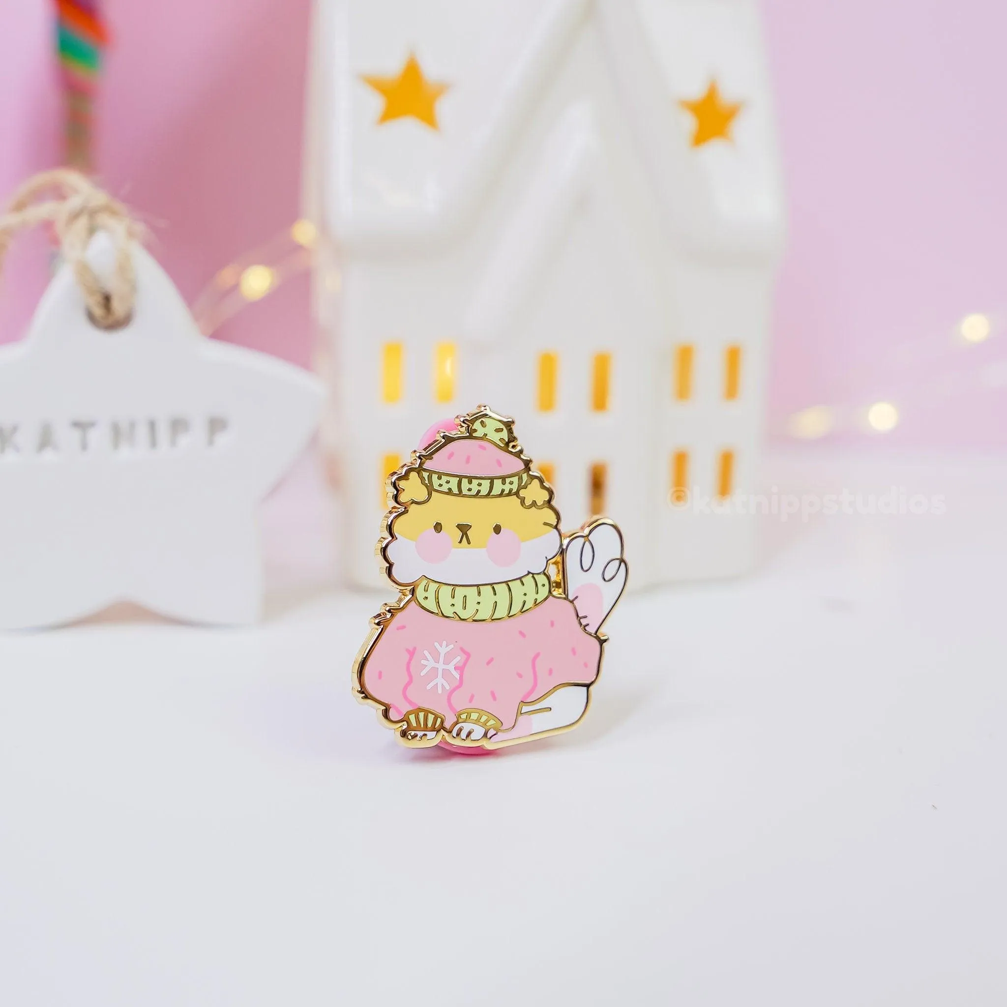 Puddin' the Dog Winter Enamel Pin | Cute Kawaii Cozy Sweater Pin | Adorable Collectible Dog Accessory