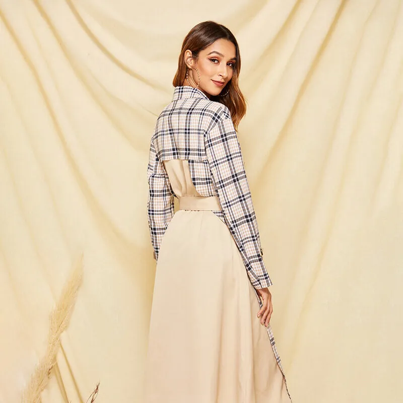 Slim Plaid Trench Coat